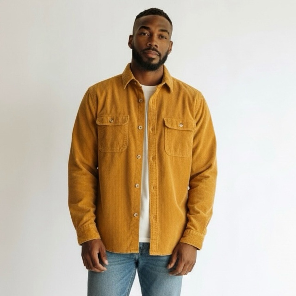 Urban Outfitters Orange Corduroy Button Down Shirt Shacket Men’s Size Medium